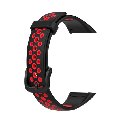 For Huawei Band 6 / Honor Band 6 Universal Two-color Breathable Silicone Watch Band(Black Red) by buy2fix