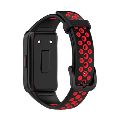For Huawei Band 6 / Honor Band 6 Universal Two-color Breathable Silicone Watch Band(Black Red) by buy2fix