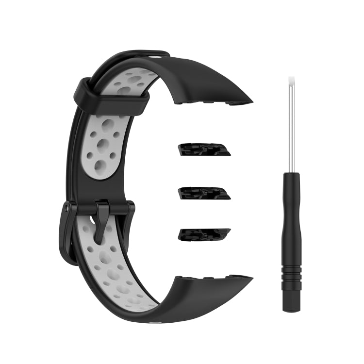For Huawei Band 6 / Honor Band 6 Universal Two-color Breathable Silicone Watch Band(Black Grey) by buy2fix