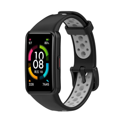 For Huawei Band 6 / Honor Band 6 Universal Two-color Breathable Silicone Watch Band(Black Grey) by buy2fix