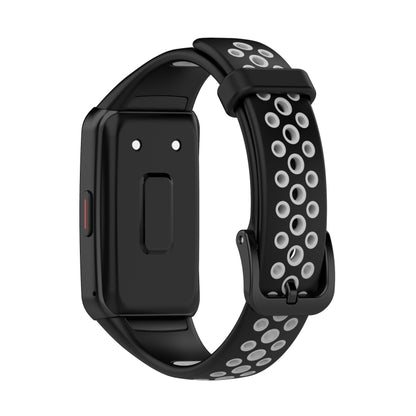 For Huawei Band 6 / Honor Band 6 Universal Two-color Breathable Silicone Watch Band(Black Grey) by buy2fix