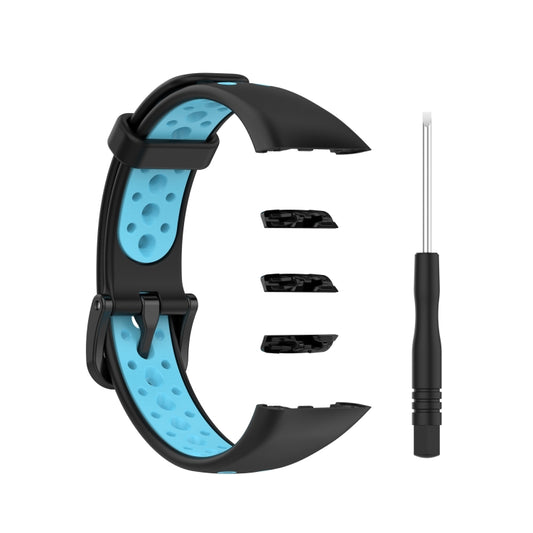 For Huawei Band 6 / Honor Band 6 Universal Two-color Breathable Silicone Watch Band(Black Blue) by buy2fix