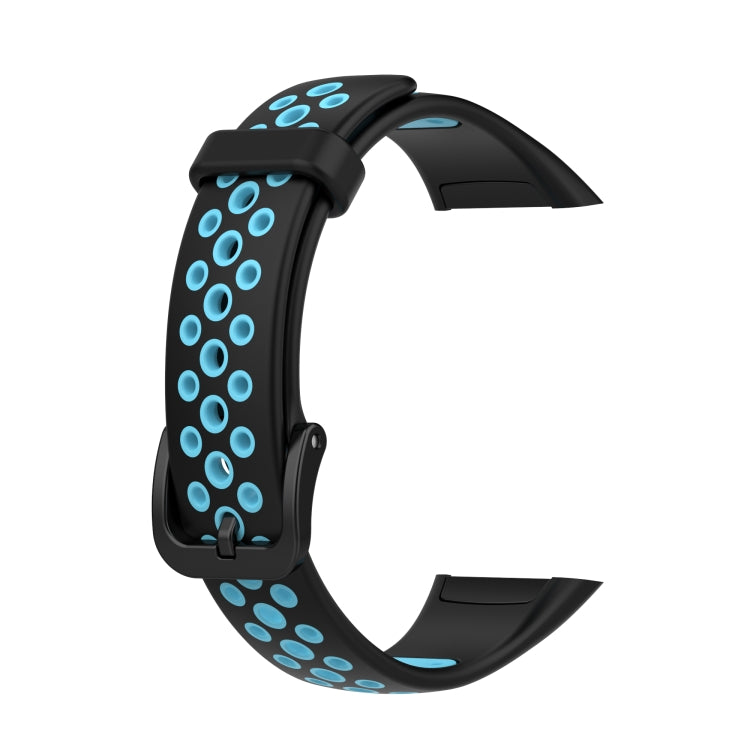 For Huawei Band 6 / Honor Band 6 Universal Two-color Breathable Silicone Watch Band(Black Blue) by buy2fix