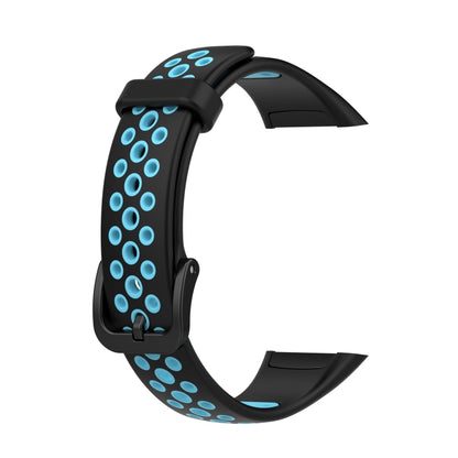 For Huawei Band 6 / Honor Band 6 Universal Two-color Breathable Silicone Watch Band(Black Blue) by buy2fix