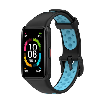 For Huawei Band 6 / Honor Band 6 Universal Two-color Breathable Silicone Watch Band(Black Blue) by buy2fix