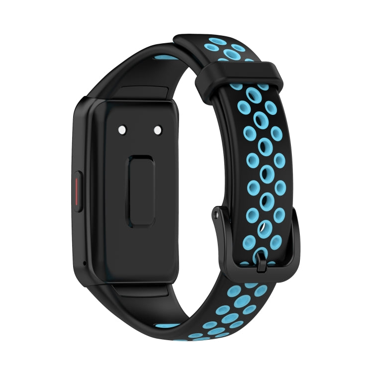 For Huawei Band 6 / Honor Band 6 Universal Two-color Breathable Silicone Watch Band(Black Blue) by buy2fix