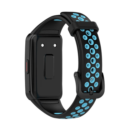 For Huawei Band 6 / Honor Band 6 Universal Two-color Breathable Silicone Watch Band(Black Blue) by buy2fix