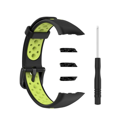 For Huawei Band 6 / Honor Band 6 Universal Two-color Breathable Silicone Watch Band(Black Green) by buy2fix