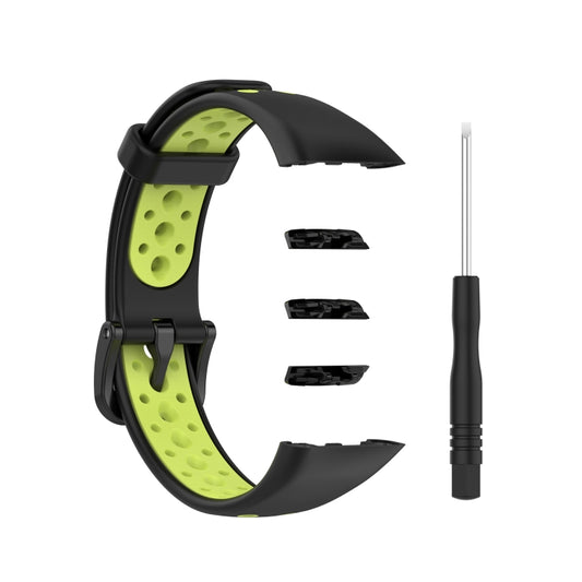 For Huawei Band 6 / Honor Band 6 Universal Two-color Breathable Silicone Watch Band(Black Green) by buy2fix