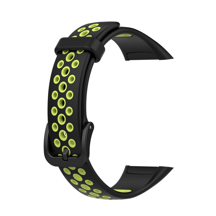 For Huawei Band 6 / Honor Band 6 Universal Two-color Breathable Silicone Watch Band(Black Green) by buy2fix