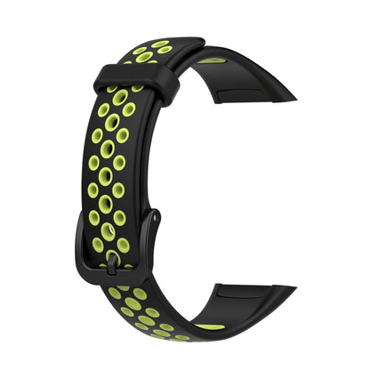 For Huawei Band 6 / Honor Band 6 Universal Two-color Breathable Silicone Watch Band(Black Green) by buy2fix