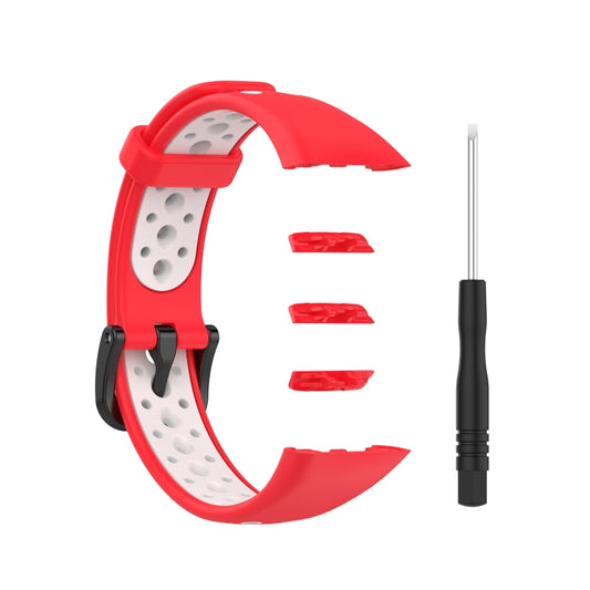 For Huawei Band 6 / Honor Band 6 Universal Two-color Breathable Silicone Watch Band(Red White) by buy2fix