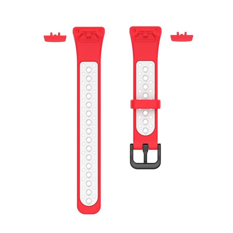 For Huawei Band 6 / Honor Band 6 Universal Two-color Breathable Silicone Watch Band(Red White) by buy2fix