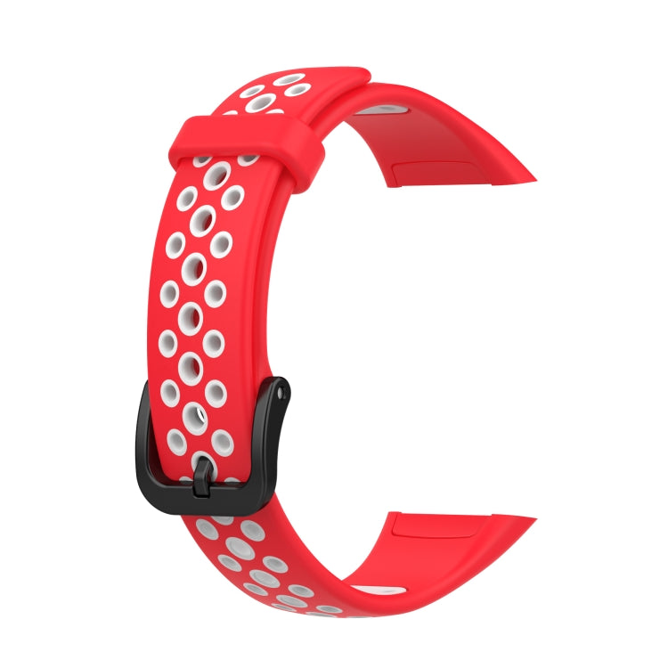 For Huawei Band 6 / Honor Band 6 Universal Two-color Breathable Silicone Watch Band(Red White) by buy2fix