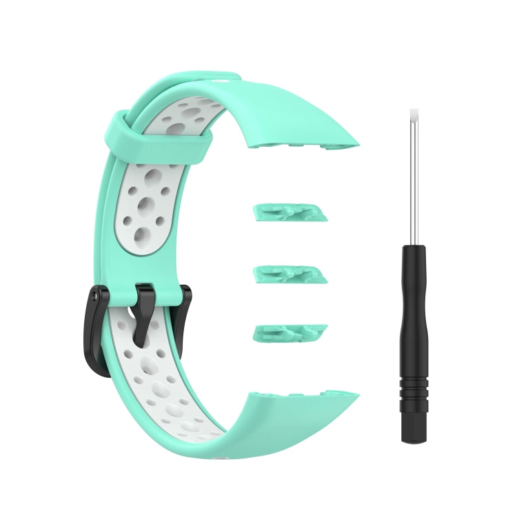 For Huawei Band 6 / Honor Band 6 Universal Two-color Breathable Silicone Watch Band(Green White) by buy2fix