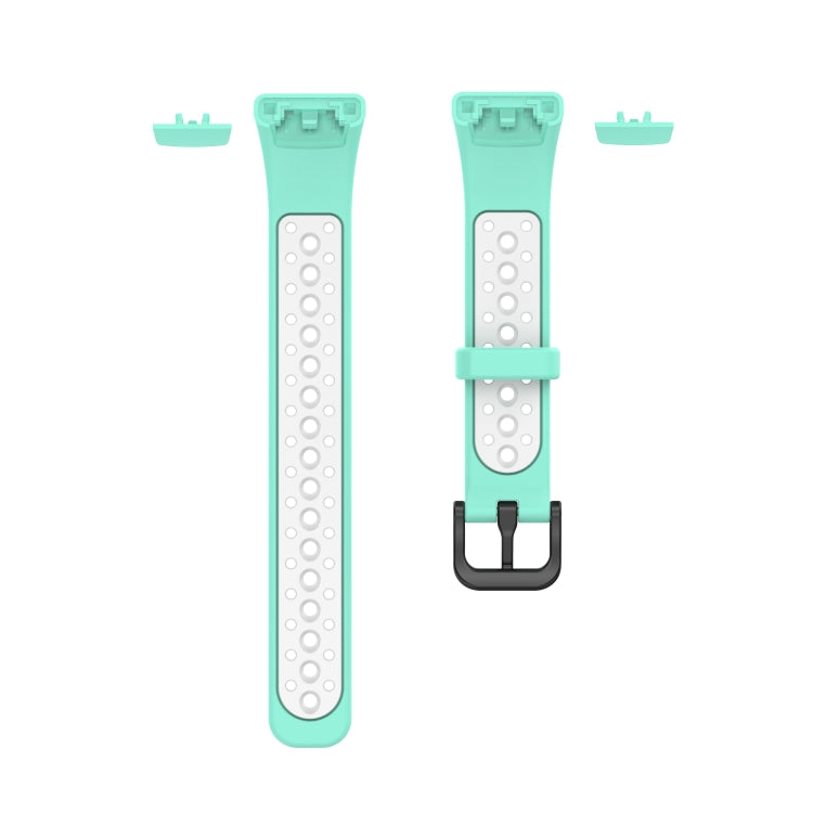 For Huawei Band 6 / Honor Band 6 Universal Two-color Breathable Silicone Watch Band(Green White) by buy2fix