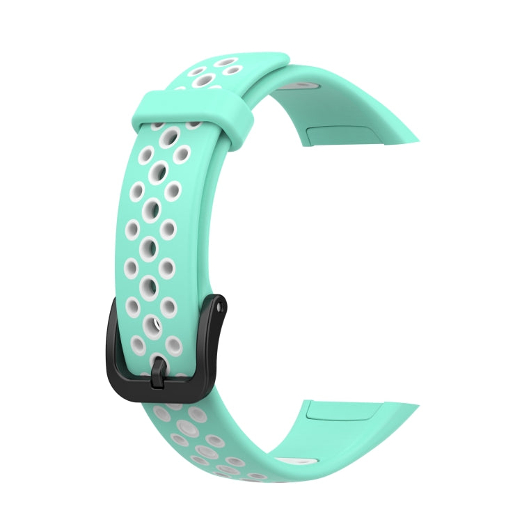 For Huawei Band 6 / Honor Band 6 Universal Two-color Breathable Silicone Watch Band(Green White) by buy2fix