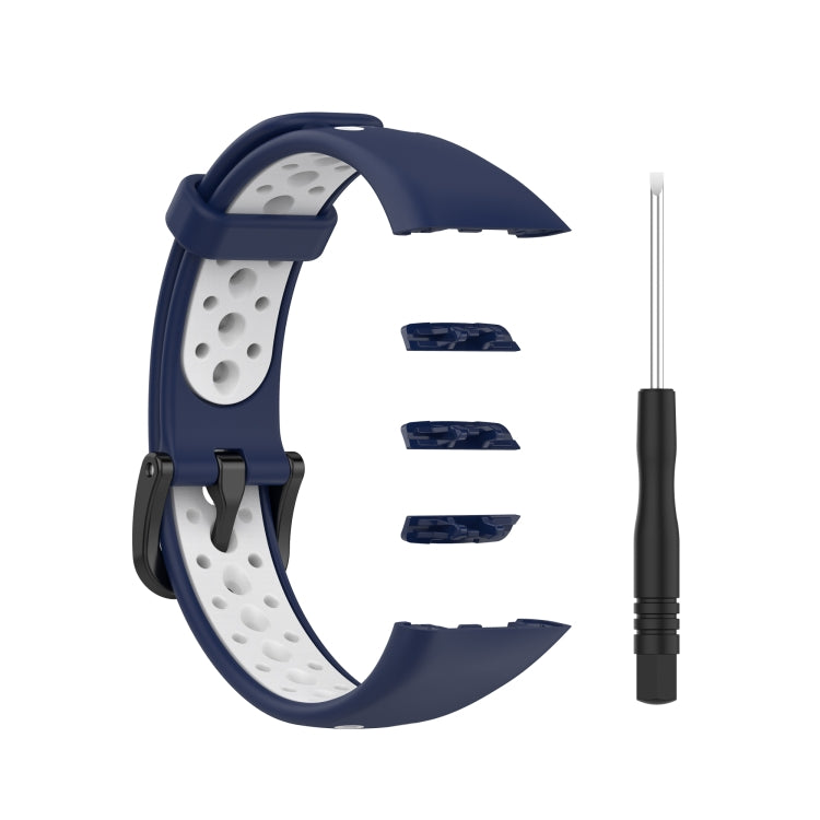 For Huawei Band 6 / Honor Band 6 Universal Two-color Breathable Silicone Watch Band(Midnight Blue White) by buy2fix