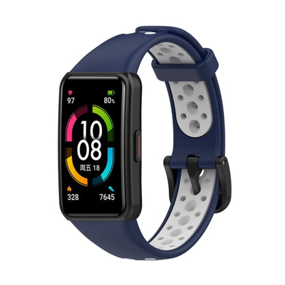 For Huawei Band 6 / Honor Band 6 Universal Two-color Breathable Silicone Watch Band(Midnight Blue White) by buy2fix