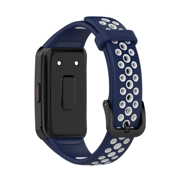 For Huawei Band 6 / Honor Band 6 Universal Two-color Breathable Silicone Watch Band(Midnight Blue White) by buy2fix