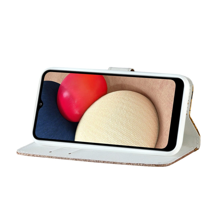 For Samsung Galaxy A03s EU Version Laser Glitter Powder Matching Crocodile Texture Horizontal Flip Leather Case with Card Slots & Holder & Wallet(Gold) by buy2fix