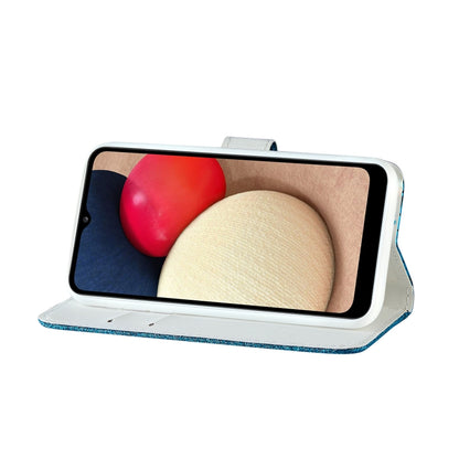 For Samsung Galaxy A03s EU Version Laser Glitter Powder Matching Crocodile Texture Horizontal Flip Leather Case with Card Slots & Holder & Wallet(Blue) by buy2fix