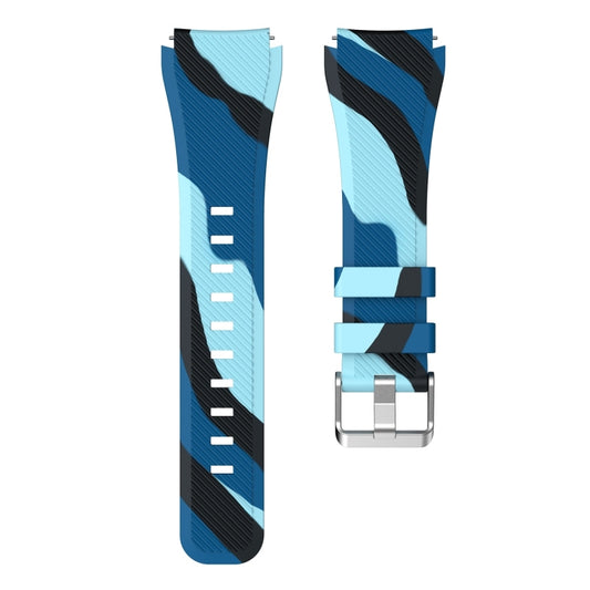 For Samsung Gear S3 Twill Camouflage Silicone Watch Band(Blue) - Watch Bands by buy2fix | Online Shopping UK | buy2fix