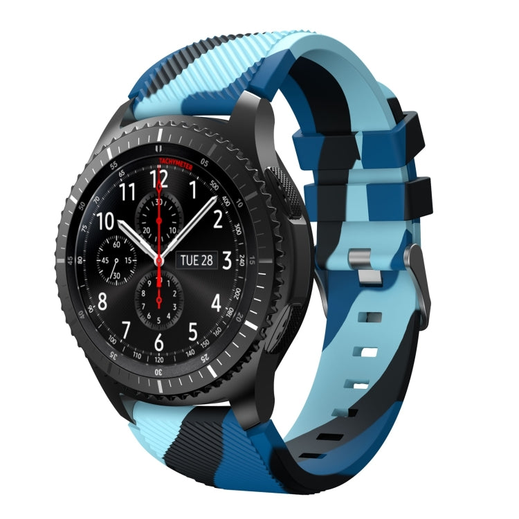 For Samsung Gear S3 Twill Camouflage Silicone Watch Band(Blue) - Watch Bands by buy2fix | Online Shopping UK | buy2fix