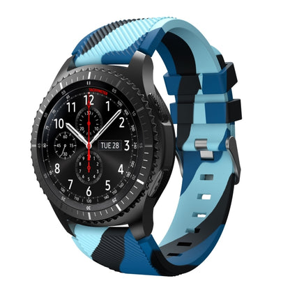 For Samsung Gear S3 Twill Camouflage Silicone Watch Band(Blue) - Watch Bands by buy2fix | Online Shopping UK | buy2fix