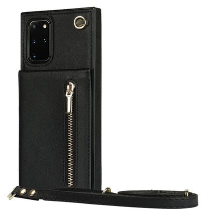 For Samsung Galaxy S20 Cross-body Zipper Square TPU+PU Back Cover Case with Holder & Card Slots & Wallet & Strap(Black) by buy2fix