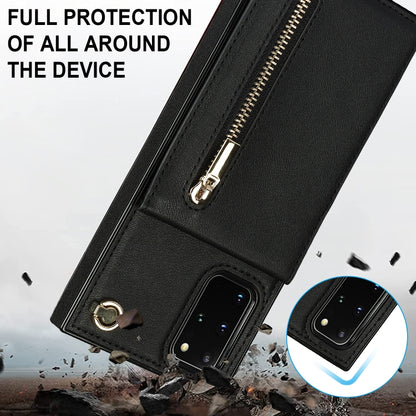 For Samsung Galaxy S20 Cross-body Zipper Square TPU+PU Back Cover Case with Holder & Card Slots & Wallet & Strap(Black) by buy2fix