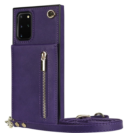 For Samsung Galaxy S20+ Cross-body Zipper Square TPU+PU Back Cover Case with Holder & Card Slots & Wallet & Strap(Purple) by buy2fix