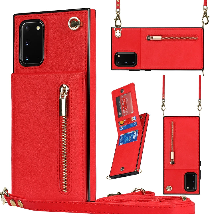 For Samsung Galaxy S20 FE 5G Cross-body Zipper Square TPU+PU Back Cover Case with Holder & Card Slots & Wallet & Strap(Red) by buy2fix