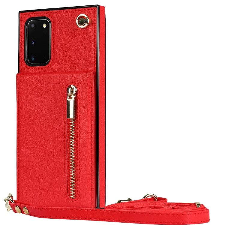 For Samsung Galaxy S20 FE 5G Cross-body Zipper Square TPU+PU Back Cover Case with Holder & Card Slots & Wallet & Strap(Red) by buy2fix