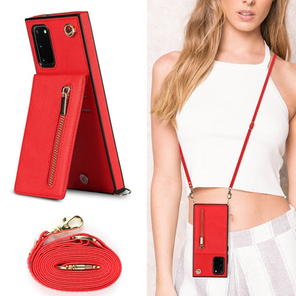 For Samsung Galaxy S20 FE 5G Cross-body Zipper Square TPU+PU Back Cover Case with Holder & Card Slots & Wallet & Strap(Red) by buy2fix