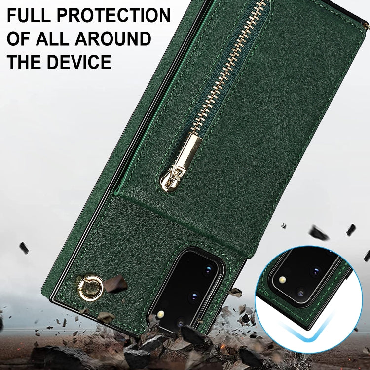 For Samsung Galaxy S20 FE 5G Cross-body Zipper Square TPU+PU Back Cover Case with Holder & Card Slots & Wallet & Strap(Green) by buy2fix