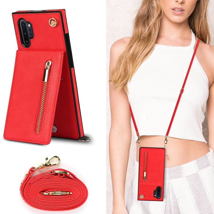 For Samsung Galaxy Note10+ Cross-body Zipper Square TPU+PU Back Cover Case with Holder & Card Slots & Wallet & Strap(Red) by buy2fix