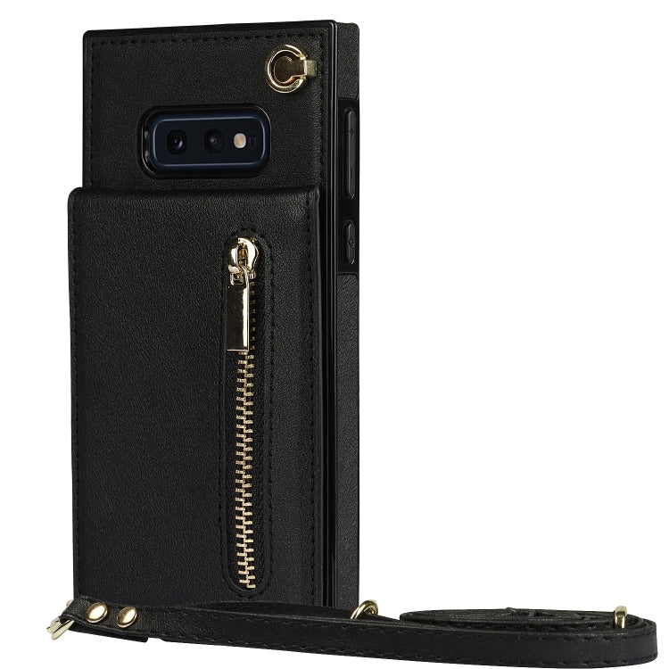 For Samsung Galaxy S10e Cross-body Zipper Square TPU+PU Back Cover Case with Holder & Card Slots & Wallet & Strap(Black) by buy2fix