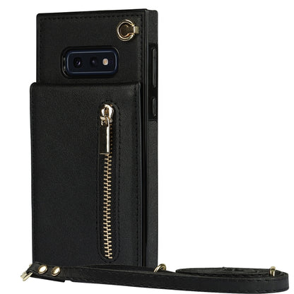For Samsung Galaxy S10e Cross-body Zipper Square TPU+PU Back Cover Case with Holder & Card Slots & Wallet & Strap(Black) by buy2fix