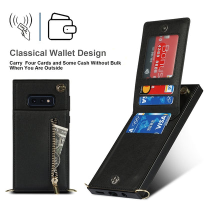 For Samsung Galaxy S10e Cross-body Zipper Square TPU+PU Back Cover Case with Holder & Card Slots & Wallet & Strap(Black) by buy2fix
