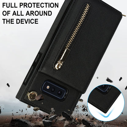 For Samsung Galaxy S10e Cross-body Zipper Square TPU+PU Back Cover Case with Holder & Card Slots & Wallet & Strap(Black) by buy2fix