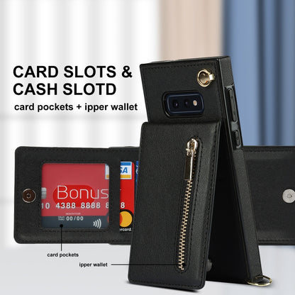 For Samsung Galaxy S10e Cross-body Zipper Square TPU+PU Back Cover Case with Holder & Card Slots & Wallet & Strap(Black) by buy2fix
