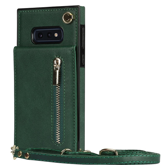 For Samsung Galaxy S10e Cross-body Zipper Square TPU+PU Back Cover Case with Holder & Card Slots & Wallet & Strap(Green) by buy2fix