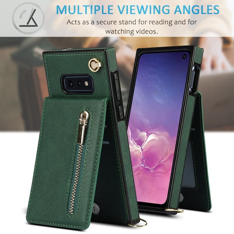For Samsung Galaxy S10e Cross-body Zipper Square TPU+PU Back Cover Case with Holder & Card Slots & Wallet & Strap(Green) by buy2fix