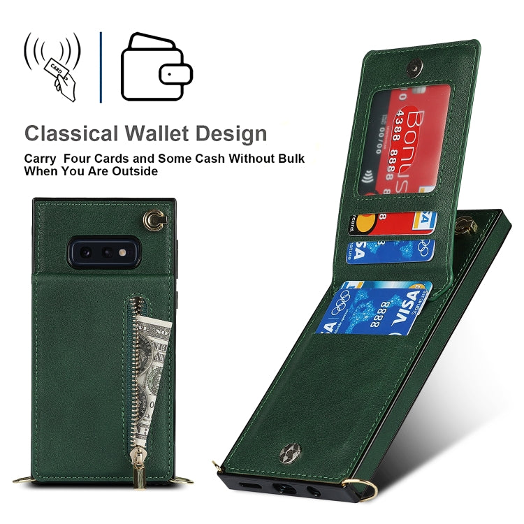 For Samsung Galaxy S10e Cross-body Zipper Square TPU+PU Back Cover Case with Holder & Card Slots & Wallet & Strap(Green) by buy2fix
