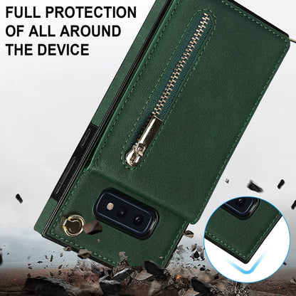 For Samsung Galaxy S10e Cross-body Zipper Square TPU+PU Back Cover Case with Holder & Card Slots & Wallet & Strap(Green) by buy2fix