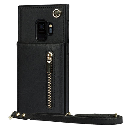 For Samsung Galaxy S9 Cross-body Zipper Square TPU+PU Back Cover Case with Holder & Card Slots & Wallet & Strap(Black) by buy2fix