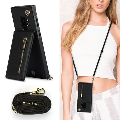 For Samsung Galaxy S9 Cross-body Zipper Square TPU+PU Back Cover Case with Holder & Card Slots & Wallet & Strap(Black) by buy2fix
