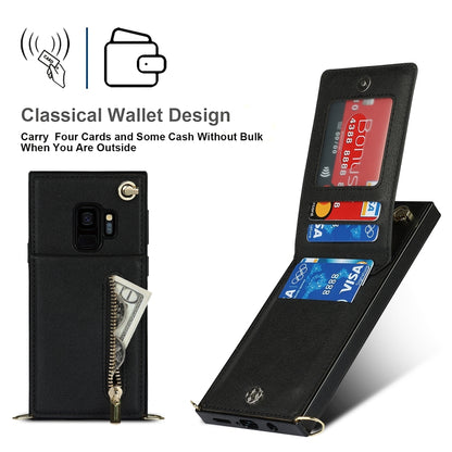 For Samsung Galaxy S9 Cross-body Zipper Square TPU+PU Back Cover Case with Holder & Card Slots & Wallet & Strap(Black) by buy2fix