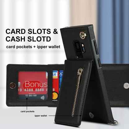 For Samsung Galaxy S9 Cross-body Zipper Square TPU+PU Back Cover Case with Holder & Card Slots & Wallet & Strap(Black) by buy2fix